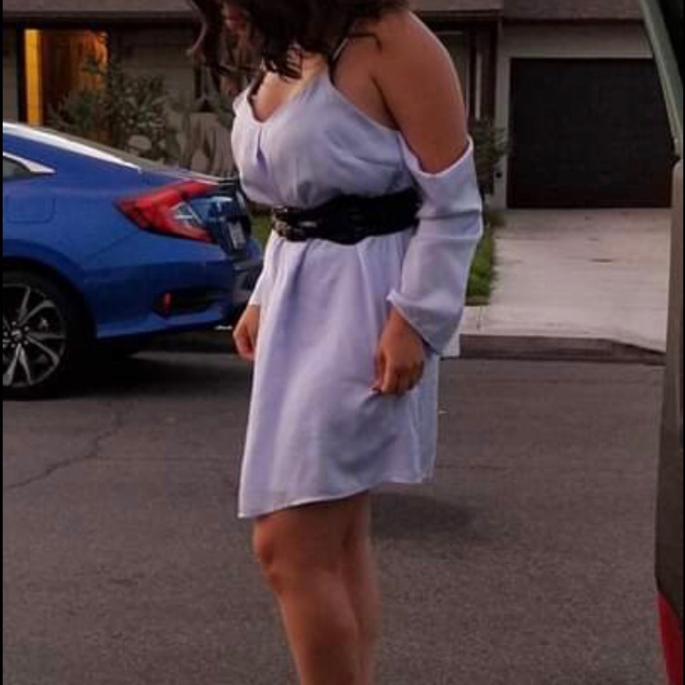 Baby blue silk dress with sleeves
